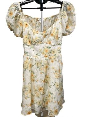 Blu Pepper Yellow & Green Floral  Mini Sundress